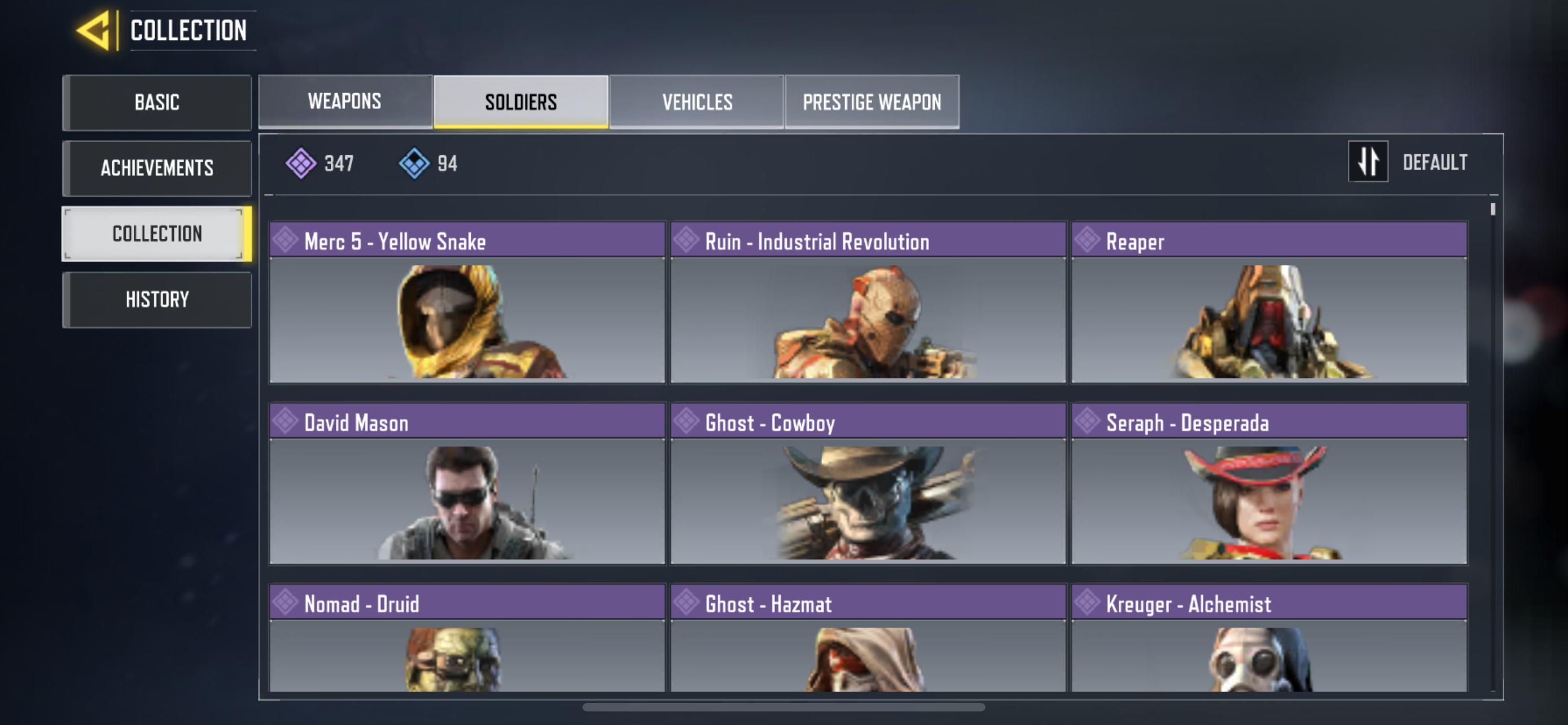 1 MYTHIC WEAPONS, 10 LEGENDARY WEAPONS, 347 EPIC SOLDIERS