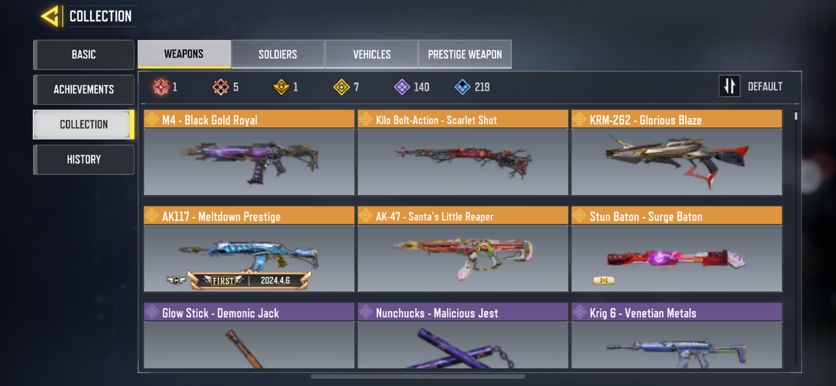 5 MYTHIC WEAPONS, 7 LEGENDARY WEAPONS, 1 MYTHIC SOLDIER, 1 LEGENDARY SOLDIER, 56 EPIC SOLDIERS