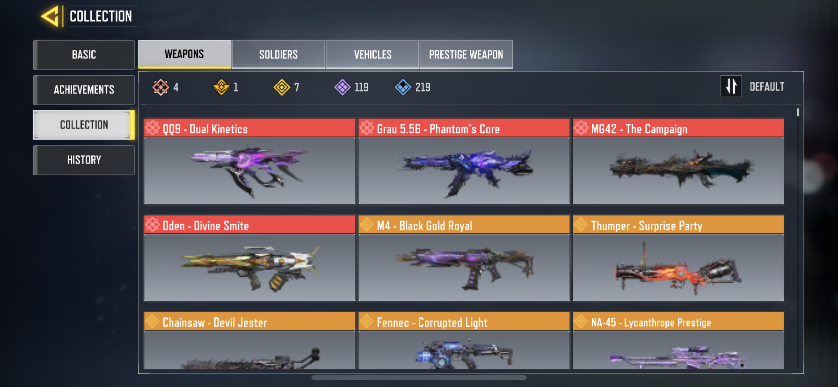 4 MYTHIC WEAPONS, 7 LEGENDARY WEAPONS, 1 MYTHIC SOLDIER, 1 LEGENDARY SOLDIER & 58 EPIC SOLDIERS