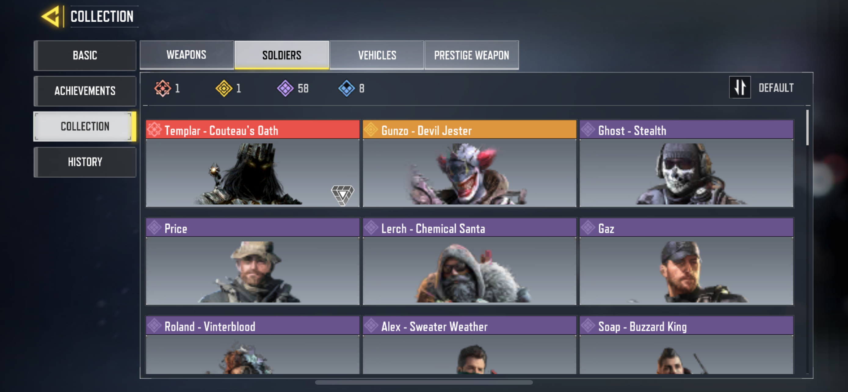 4 MYTHIC WEAPONS, 7 LEGENDARY WEAPONS, 1 MYTHIC SOLDIER, 1 LEGENDARY SOLDIER & 58 EPIC SOLDIERS