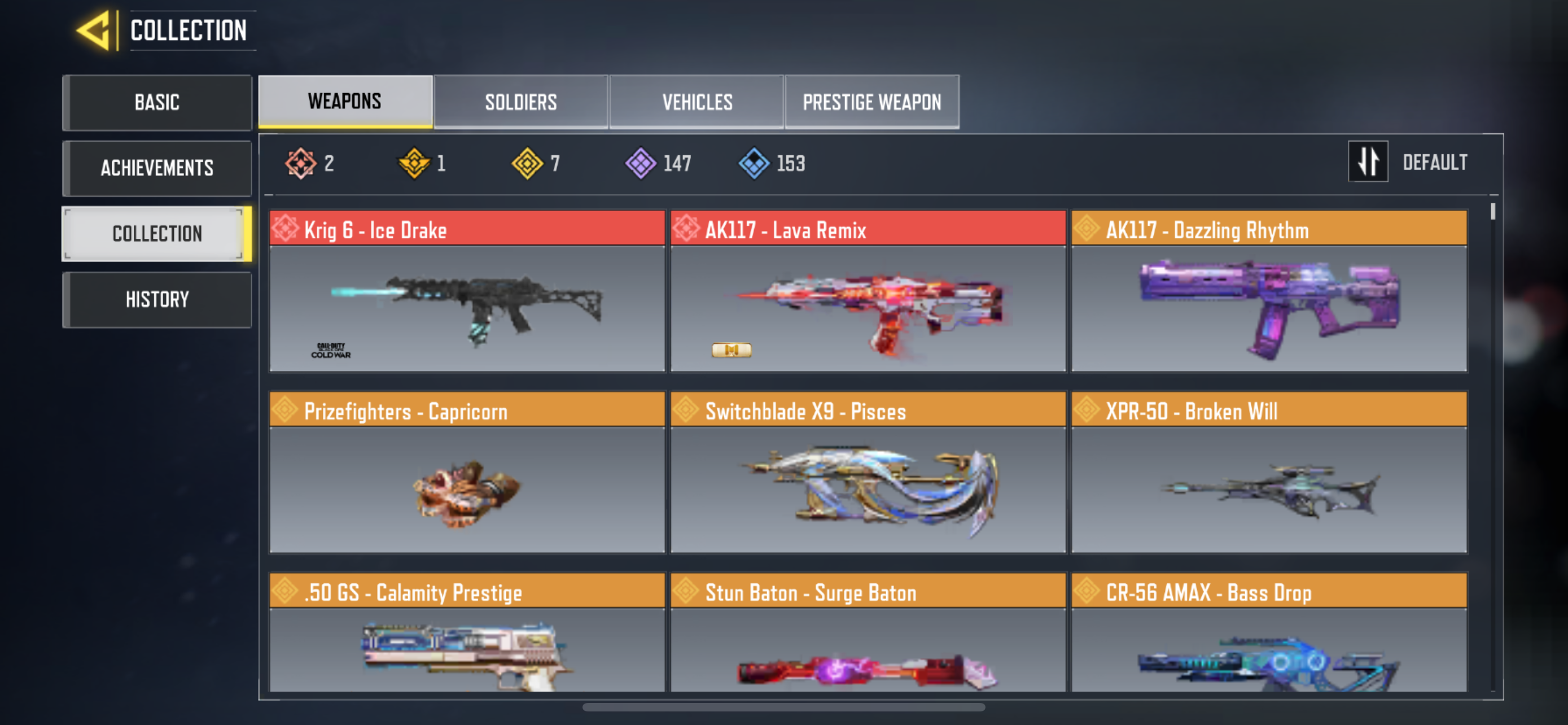 2 MYTHIC WEAPONS, 7 LEGENDARY WEAPONS, 61 EPIC SKINS