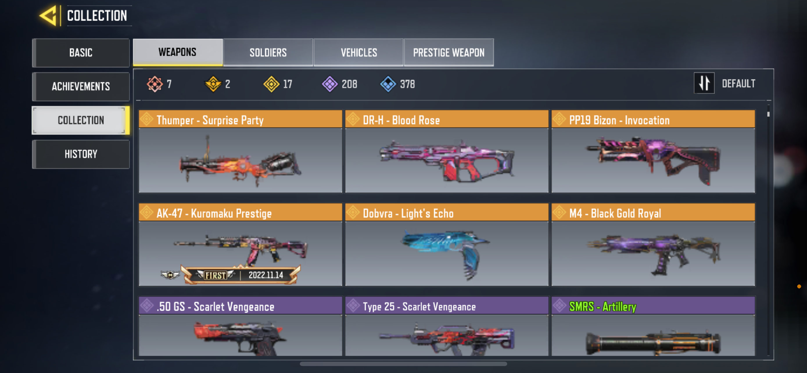 7 MYTHIC WEAPONS, 17 LEGENDARY WEAPONS 2 LEGENDARY SOLDIERS, 68 EPIC SOLDIERS